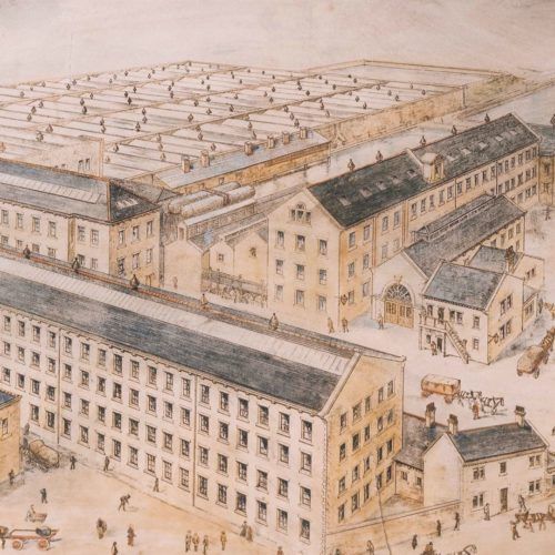 Historical drawing of Sunny Bank Mills
