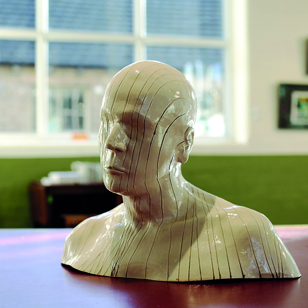 Ceramic bust by artist Jo Lee